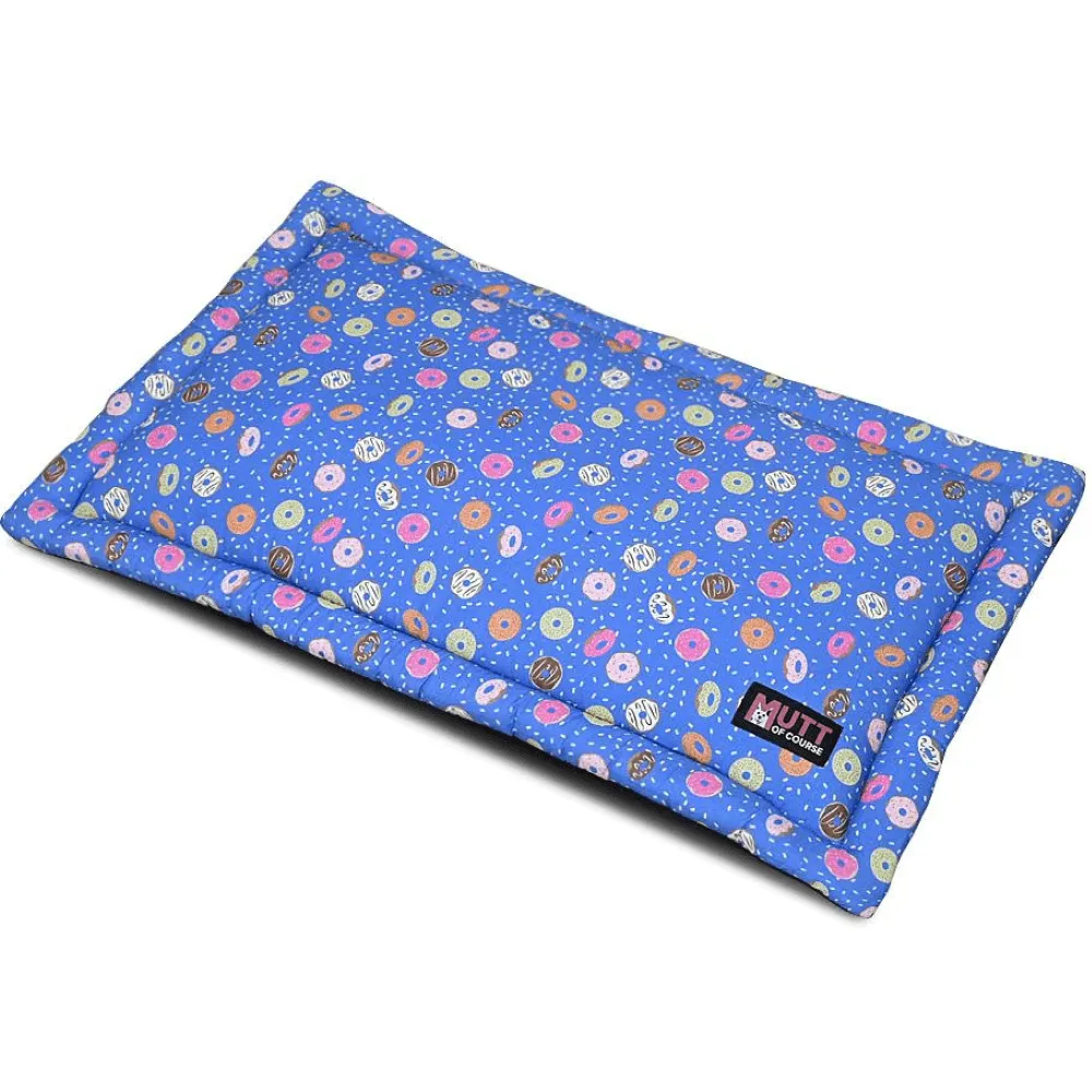 Mutt of Course Mat Over Donuts Mat for Dogs and Cats (Blue)