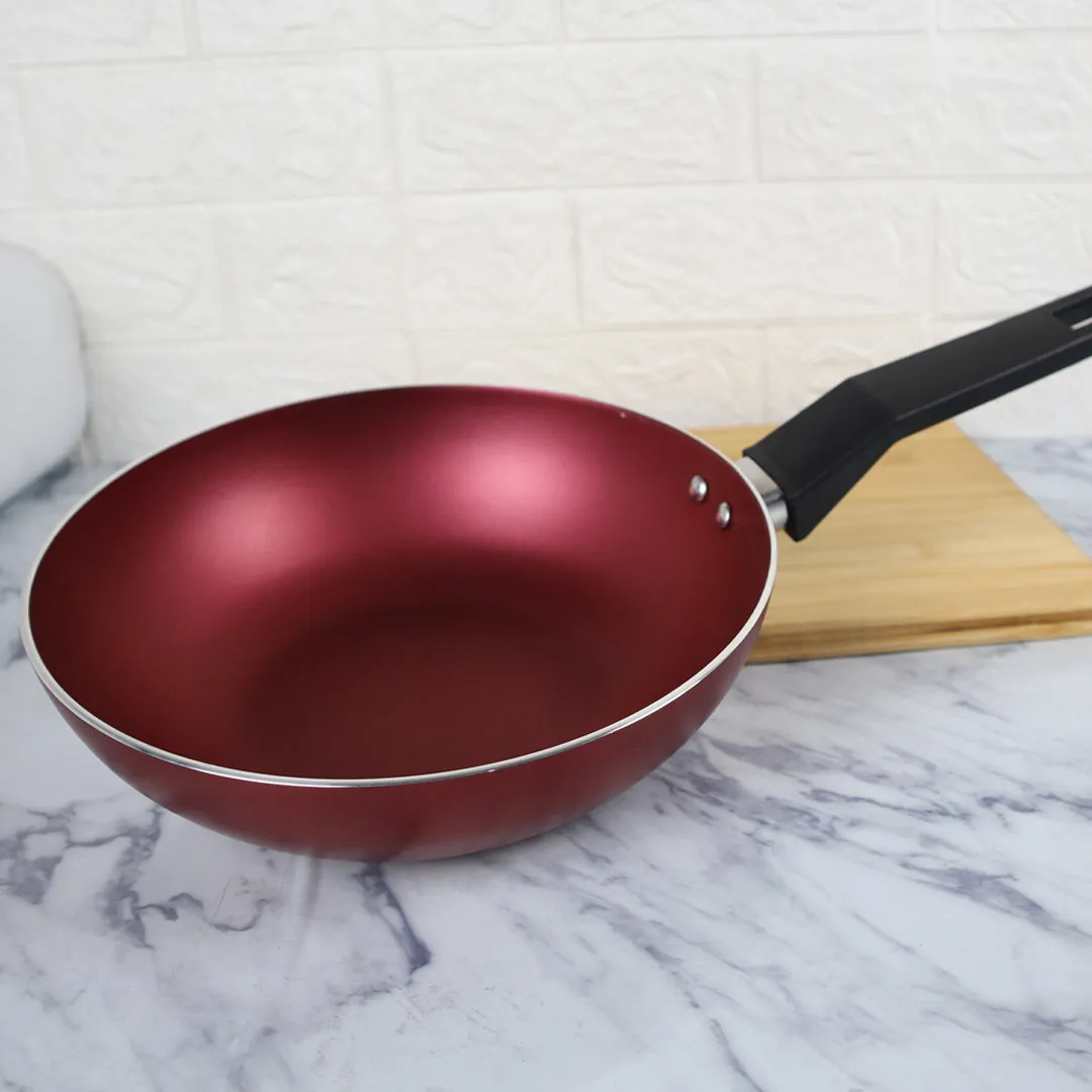 Non Stick Deep Fry Pan without Lid - Red