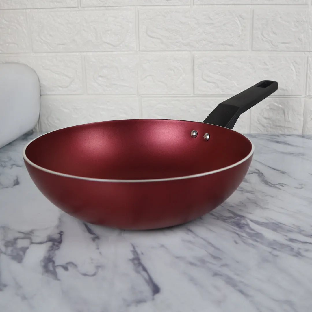 Non Stick Deep Fry Pan without Lid - Red