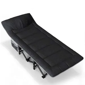 Nordcore Camping Cot Premium, Black-190x68x40cm - max 200kg