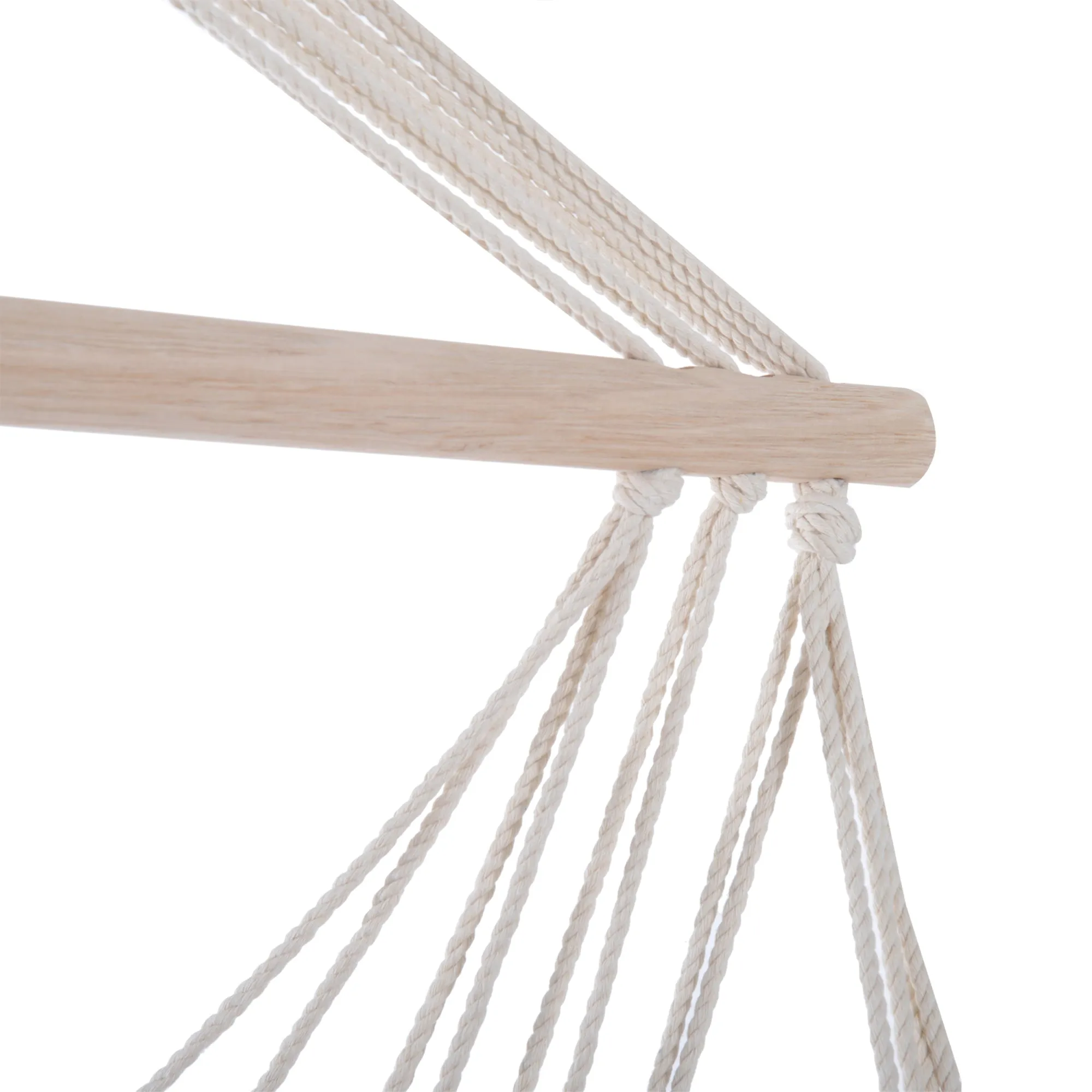 Outdoor Hammock Hanging Rope Chair Garden Yard Patio Swing Seat Wooden w/ Footrest Armrest Cotton Cloth (Red)