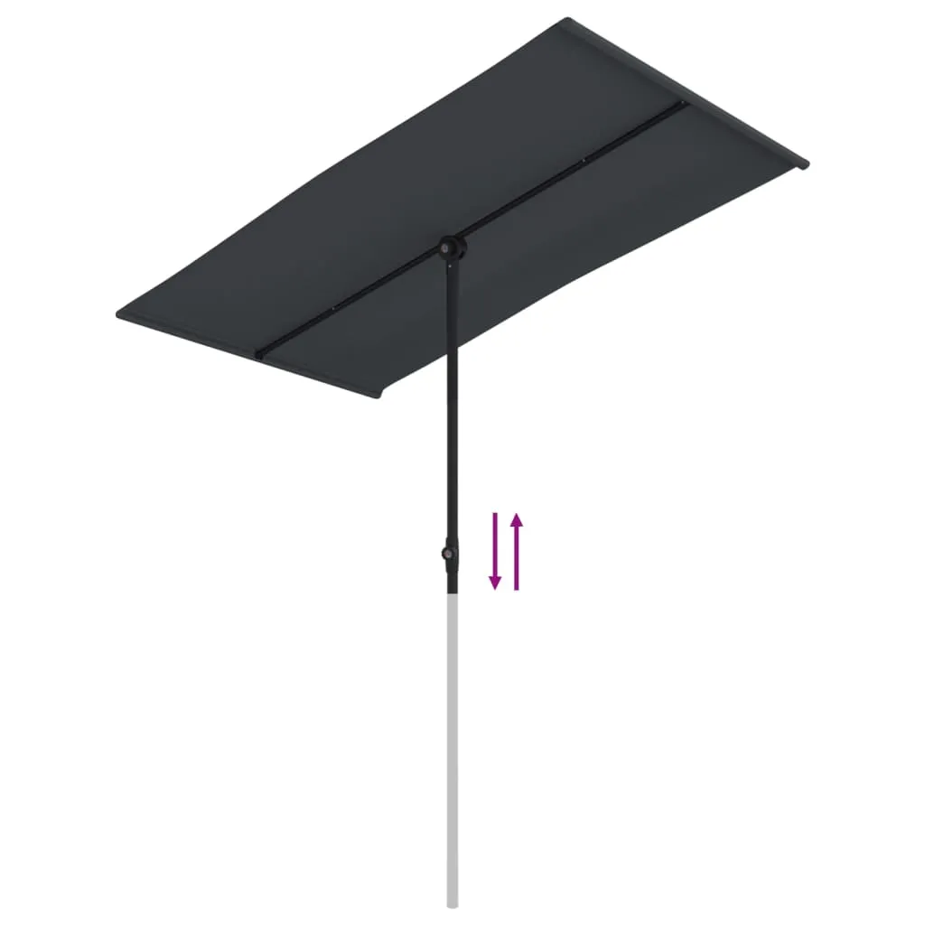 Outdoor Parasol with Aluminium Pole 180x110 cm Black