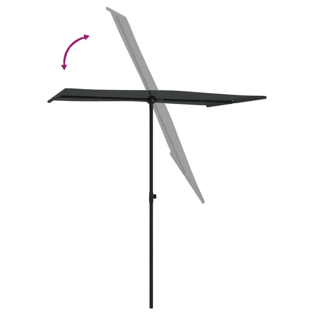 Outdoor Parasol with Aluminium Pole 180x110 cm Black