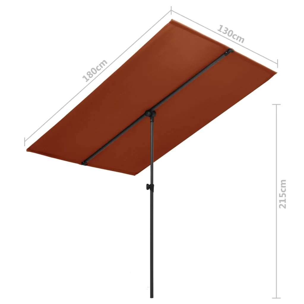 Outdoor Parasol with Aluminium Pole 180x130 cm Terracotta