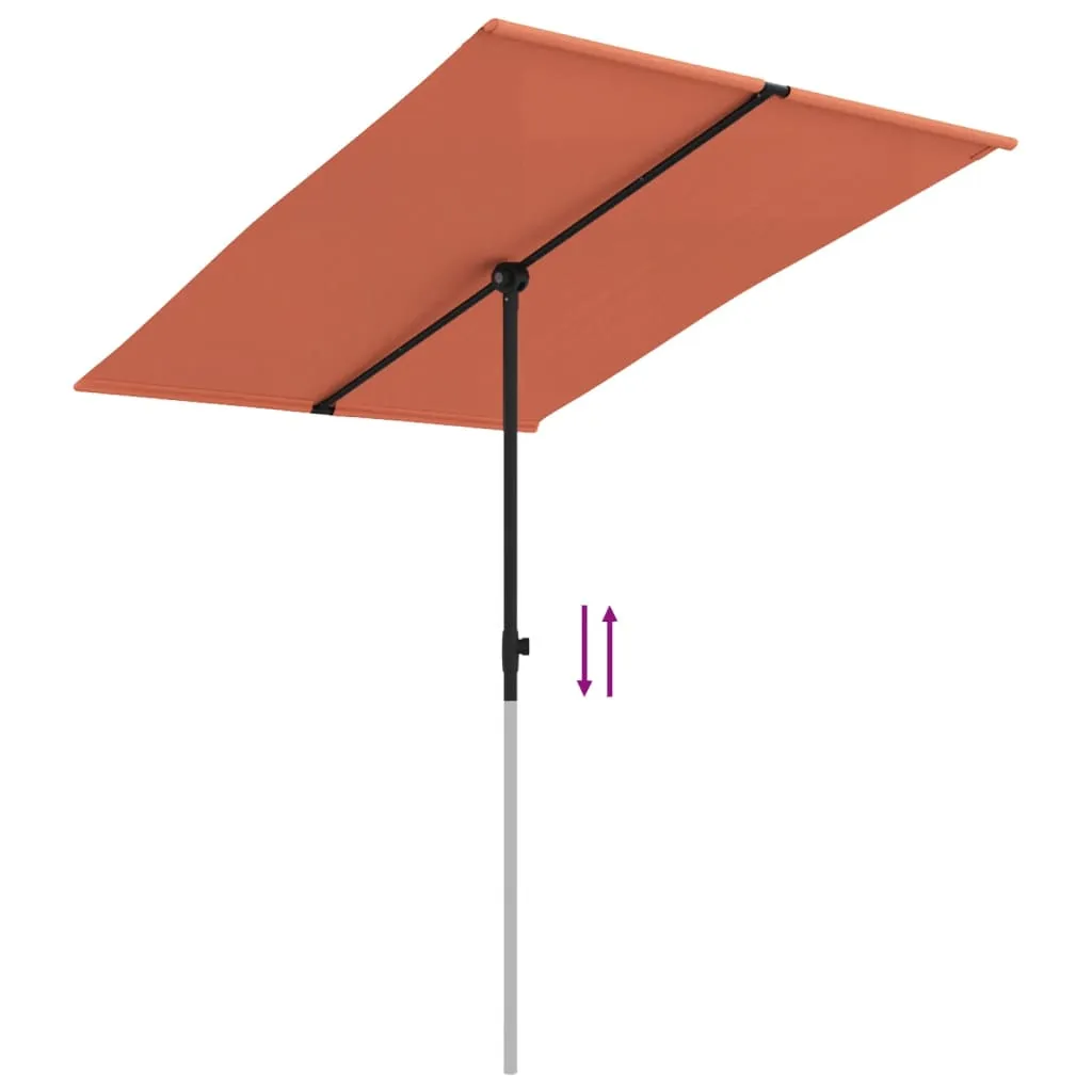 Outdoor Parasol with Aluminium Pole 2x1.5 m Terracotta