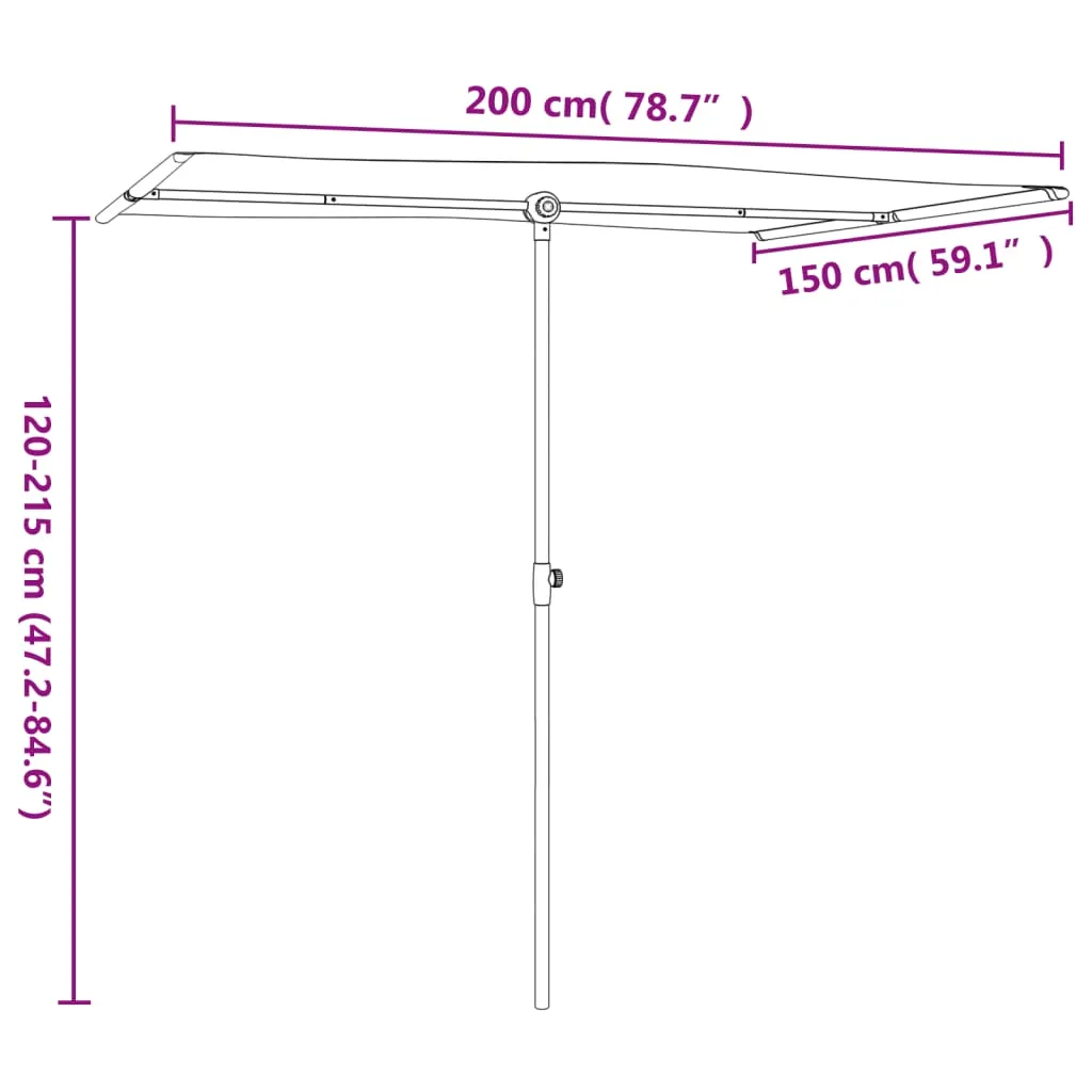 Outdoor Parasol with Aluminium Pole 2x1.5 m Terracotta