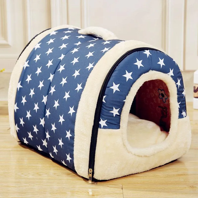 Pet's Collapsible Design Printed Warm Bed