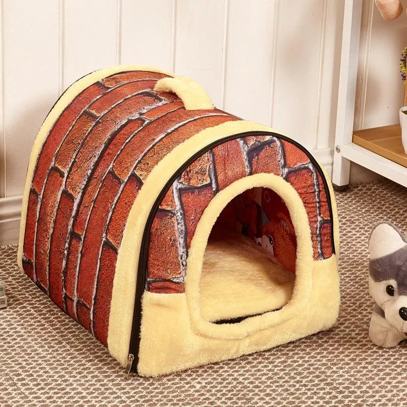 Pet's Collapsible Design Printed Warm Bed