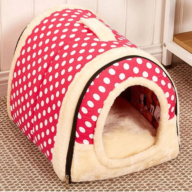 Pet's Collapsible Design Printed Warm Bed