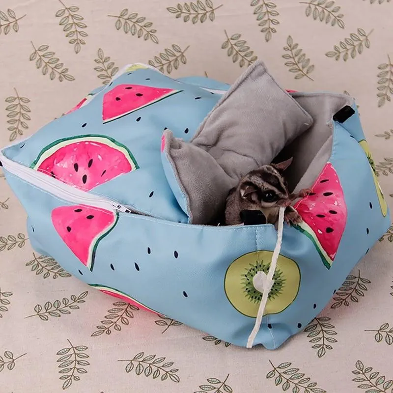 Printed Cotton Bed for Small Pets