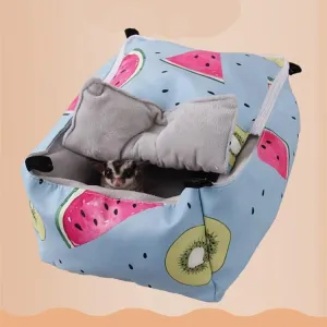 Printed Cotton Bed for Small Pets