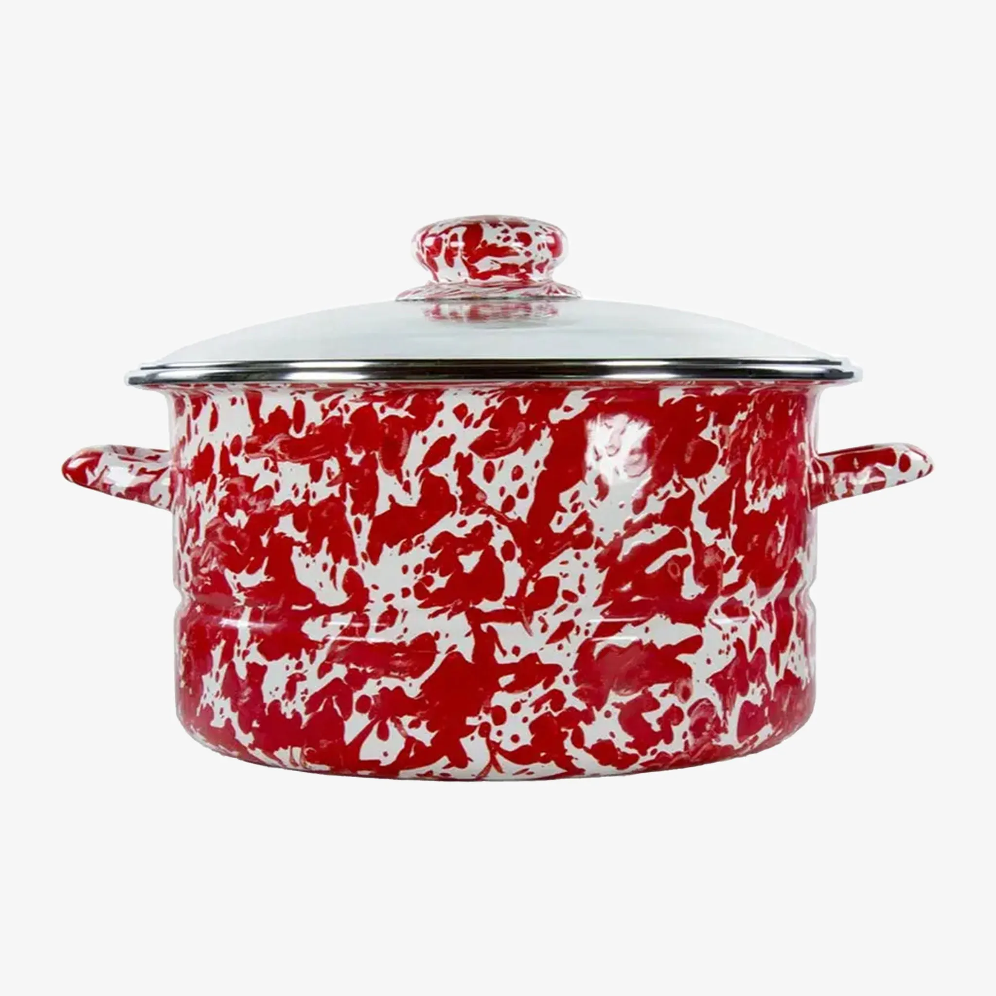 Red Swirl Enamelware 6 Quart Stock Pot