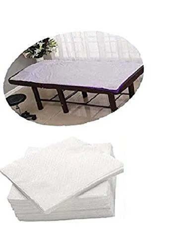 ROYALFLAG Non-Woven Disposable Bed Sheet Waterproof and Oilproof for Train, Travel, Spa, Massage, Salon, Hotel, Clinic, Hospitals, Travel, Parlor, Home Care Multicolor 30"X72"10 Pcs (White)