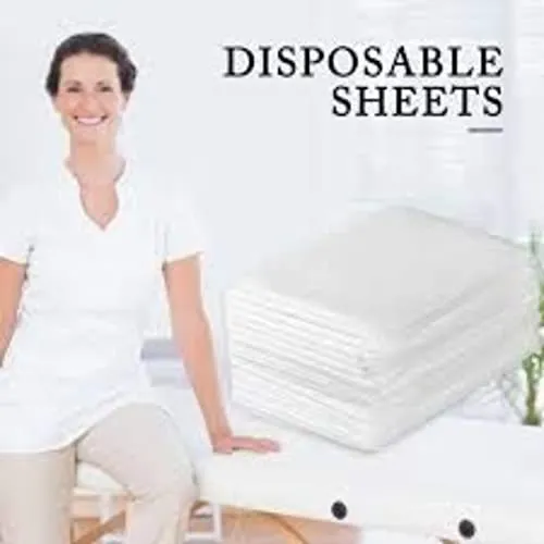 ROYALFLAG Non-Woven Disposable Bed Sheet Waterproof and Oilproof for Train, Travel, Spa, Massage, Salon, Hotel, Clinic, Hospitals, Travel, Parlor, Home Care Multicolor 30"X72"10 Pcs (White)