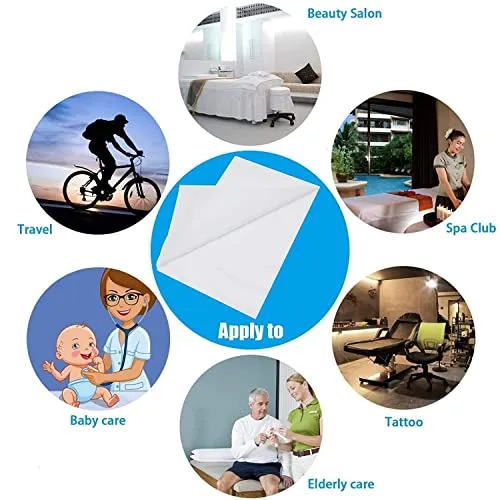 ROYALFLAG Non-Woven Disposable Bed Sheet Waterproof and Oilproof for Train, Travel, Spa, Massage, Salon, Hotel, Clinic, Hospitals, Travel, Parlor, Home Care Multicolor 30"X72"10 Pcs (White)