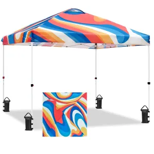 SHADE GRAPHiX Easy Setup 10x10 Pop Up Canopy Tent with Digital Printed Swirl Top