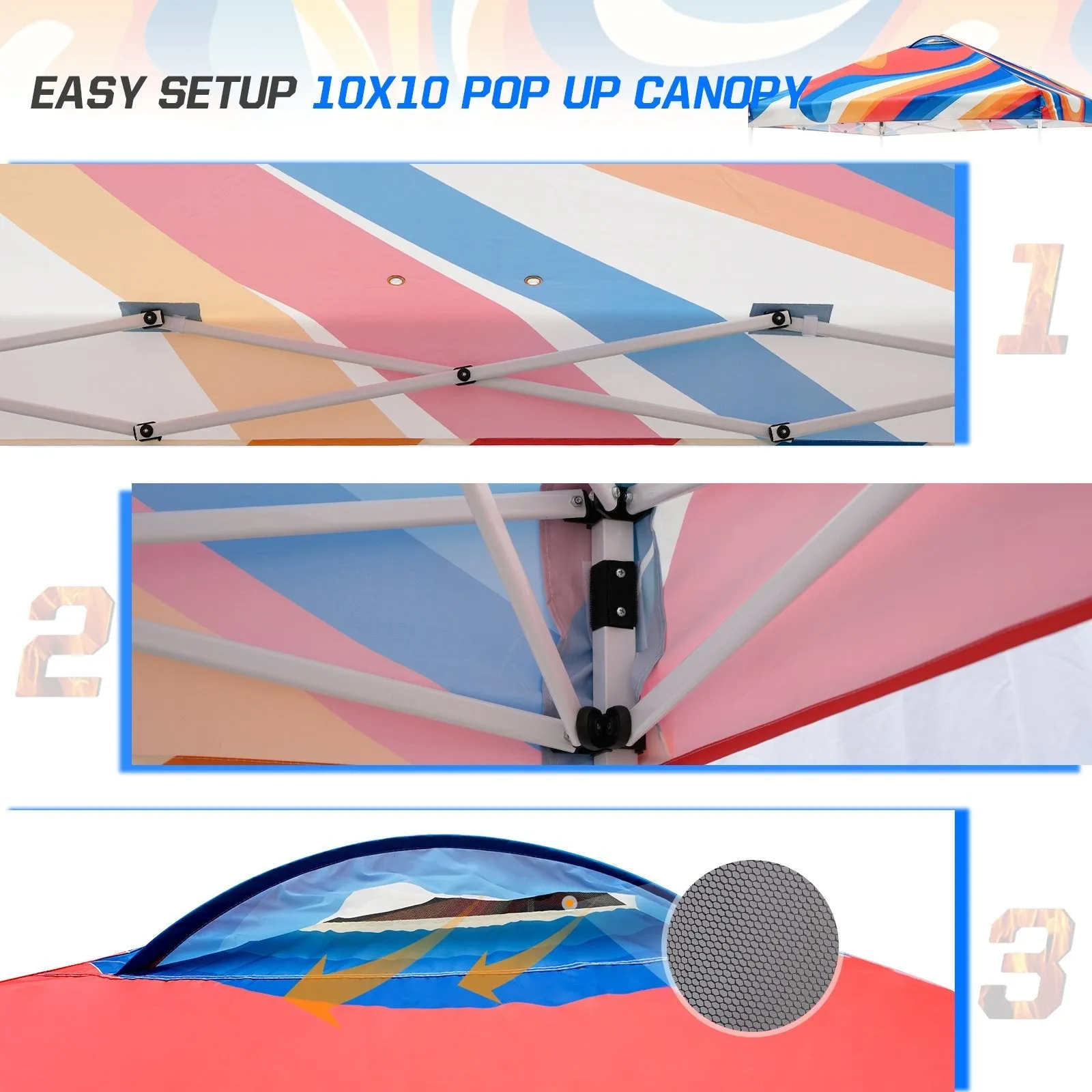 SHADE GRAPHiX Easy Setup 10x10 Pop Up Canopy Tent with Digital Printed Swirl Top