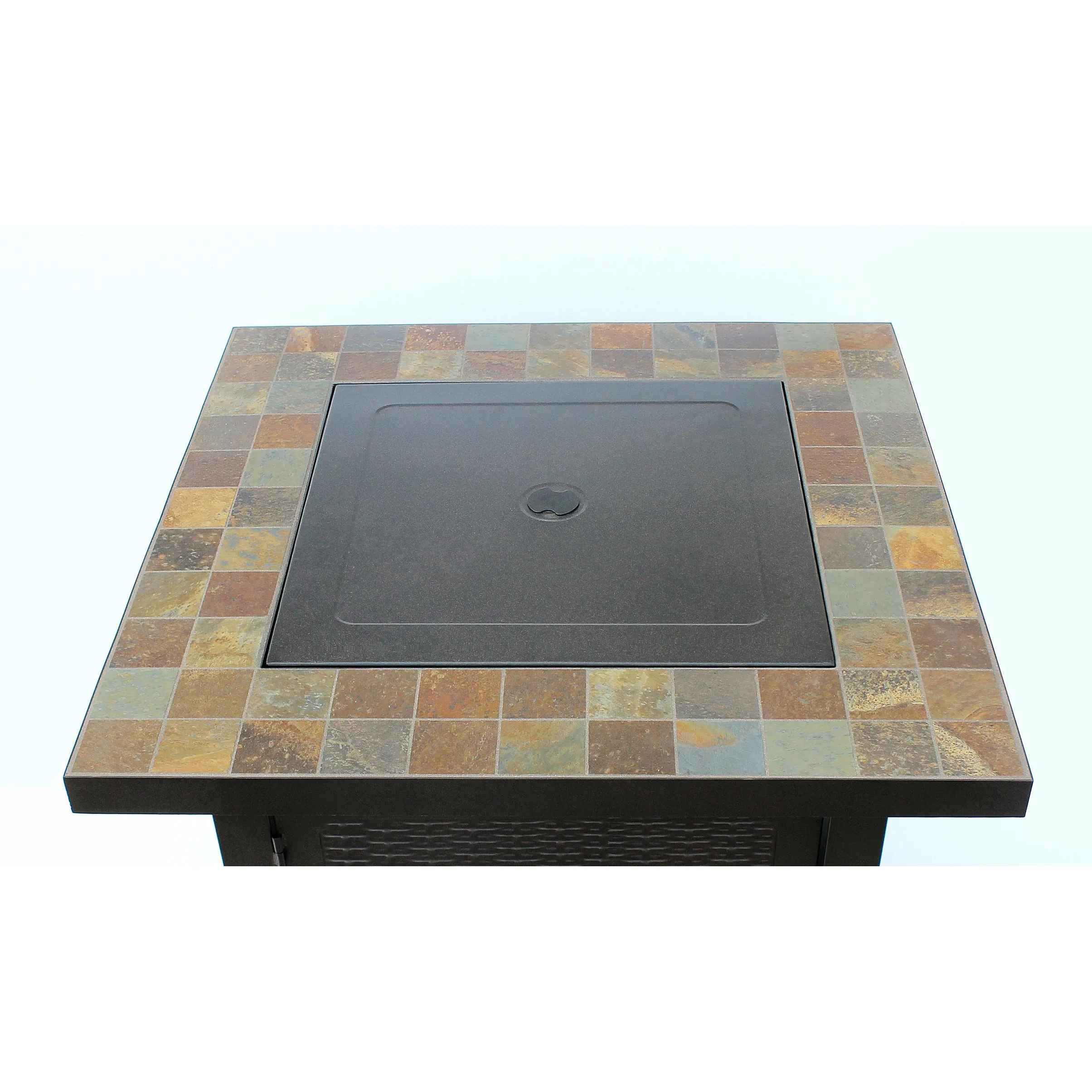 Square Slate Fire Pit in Bronze