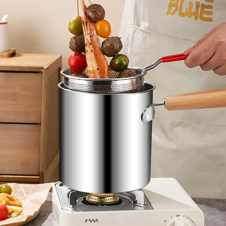 Stainless Steel Deep Fryer with Filter-مقلاة عميقة
