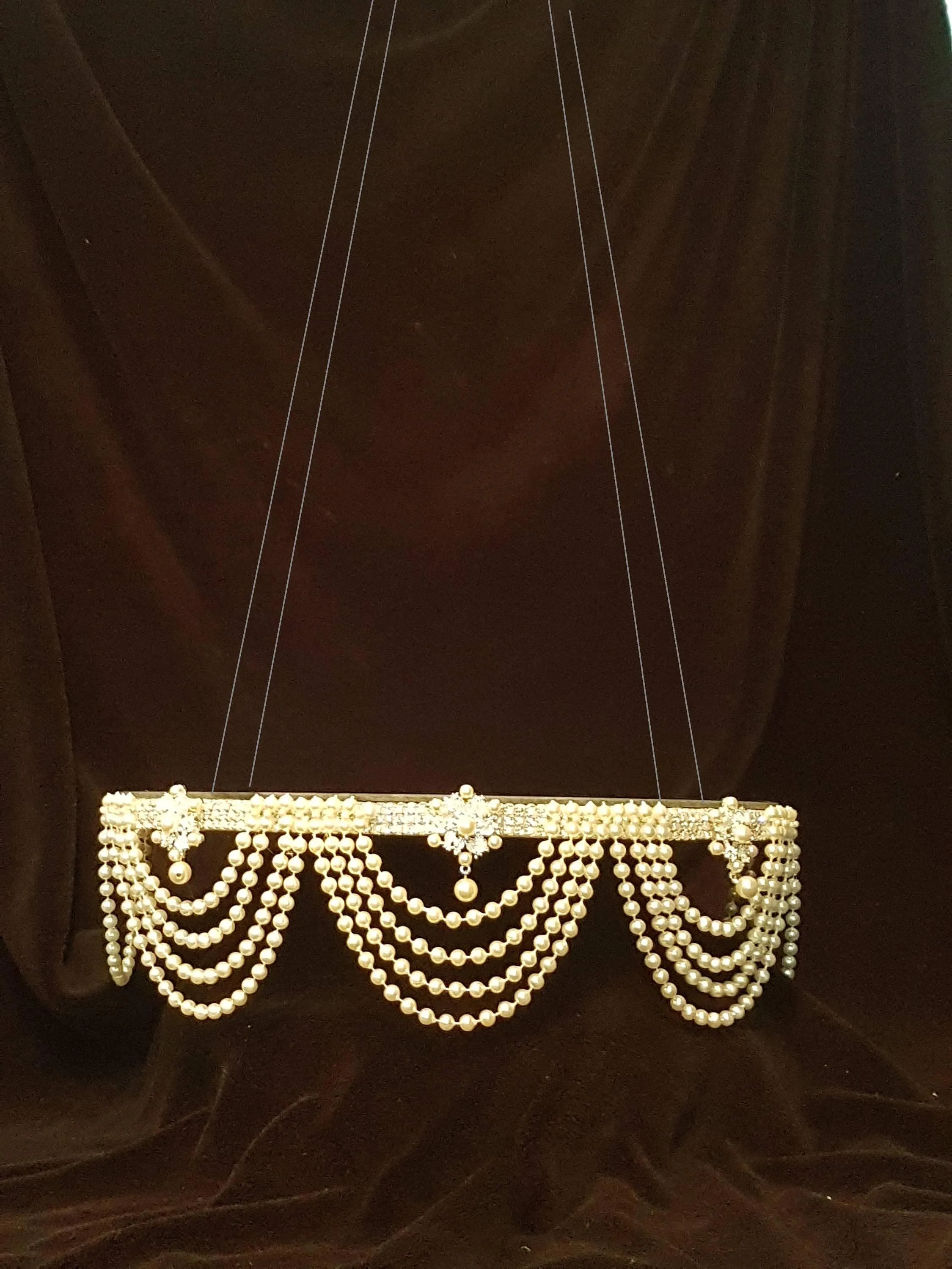 Suspended cake swing, hanging cake stand ,Pearl drape and crystal ,heavy duty holds 200lbs by Crystal wedding uk
