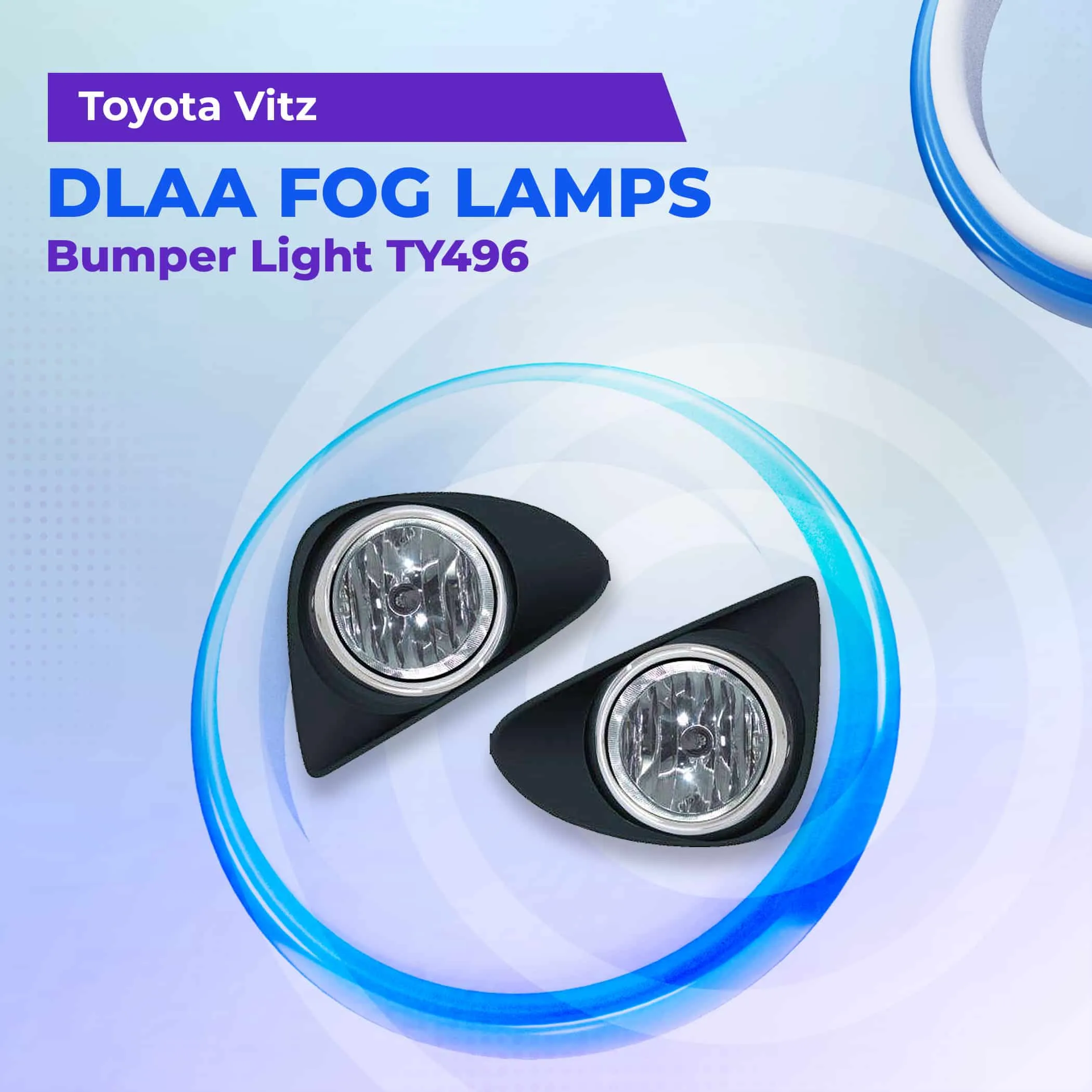 Toyota Vitz DLAA Fog Lamps Bumper Light With Chrome TY496 - Model 2011-2014