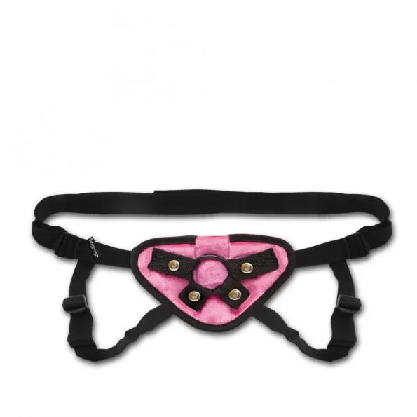 Velvet Knit Strap On Harness Pink