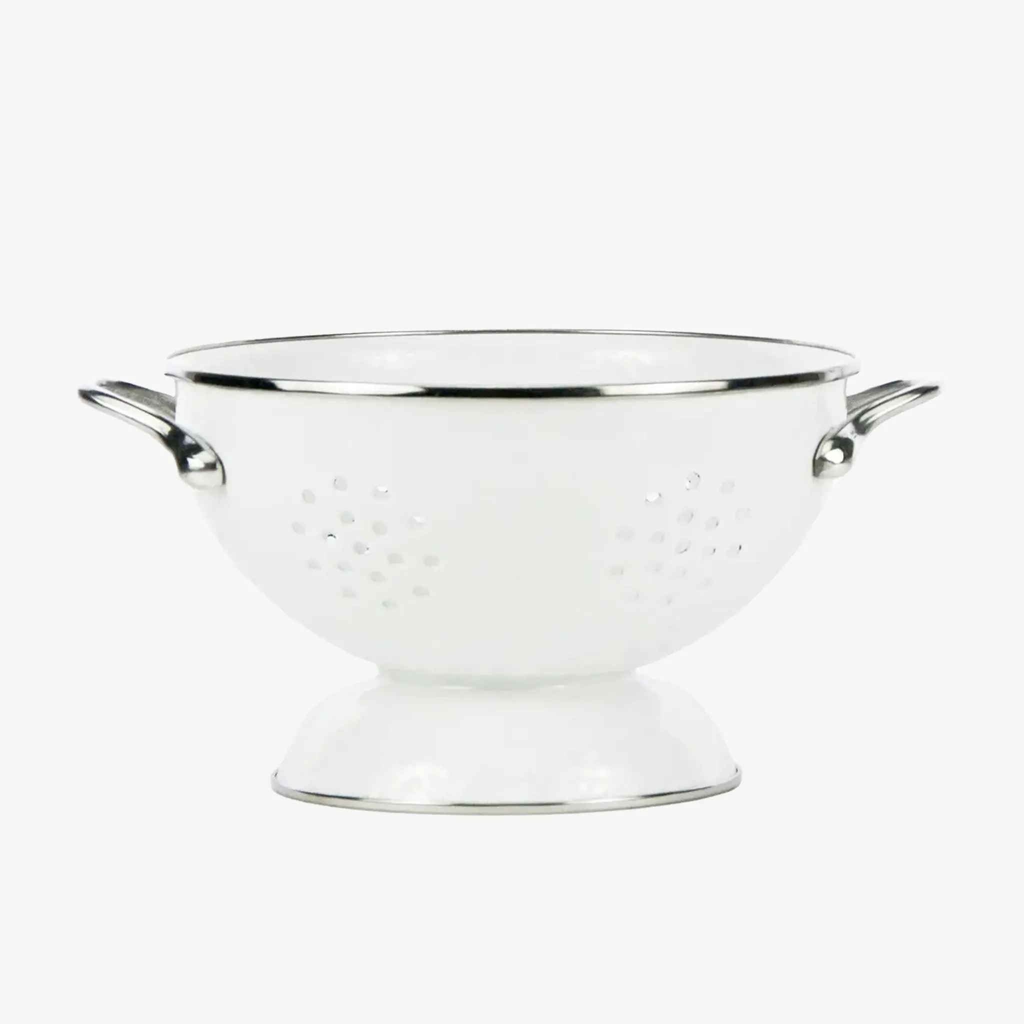 White Enamelware Colander - Medium