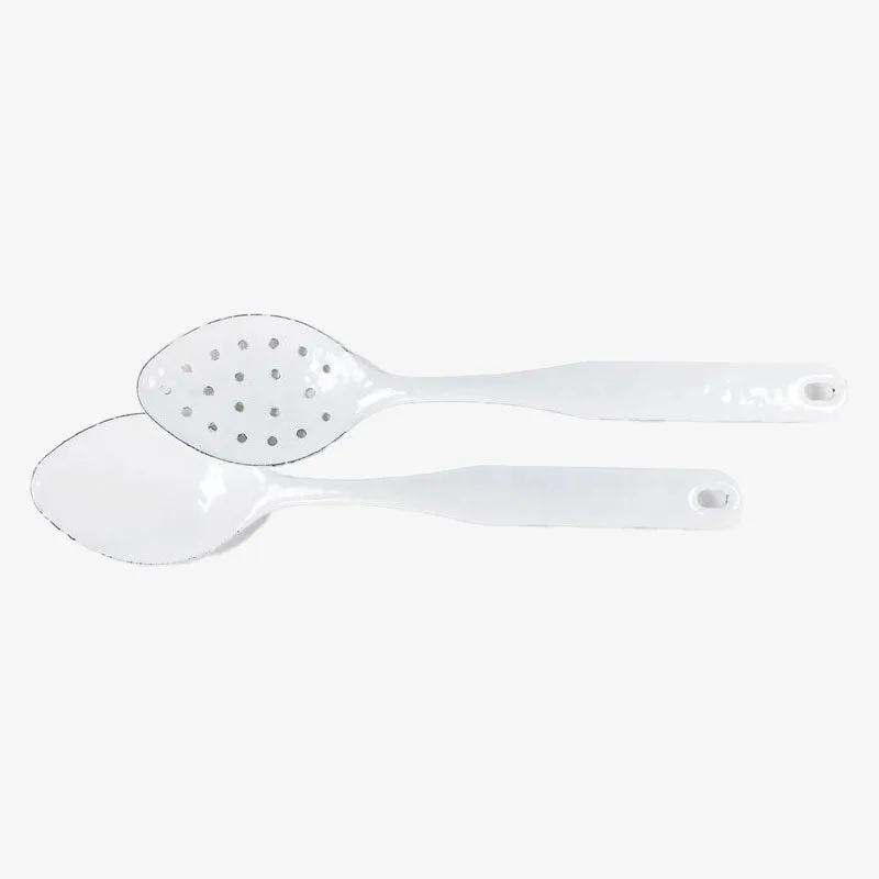 White Enamelware Spoon Set