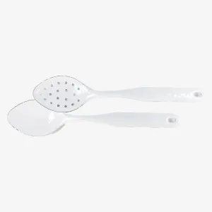 White Enamelware Spoon Set