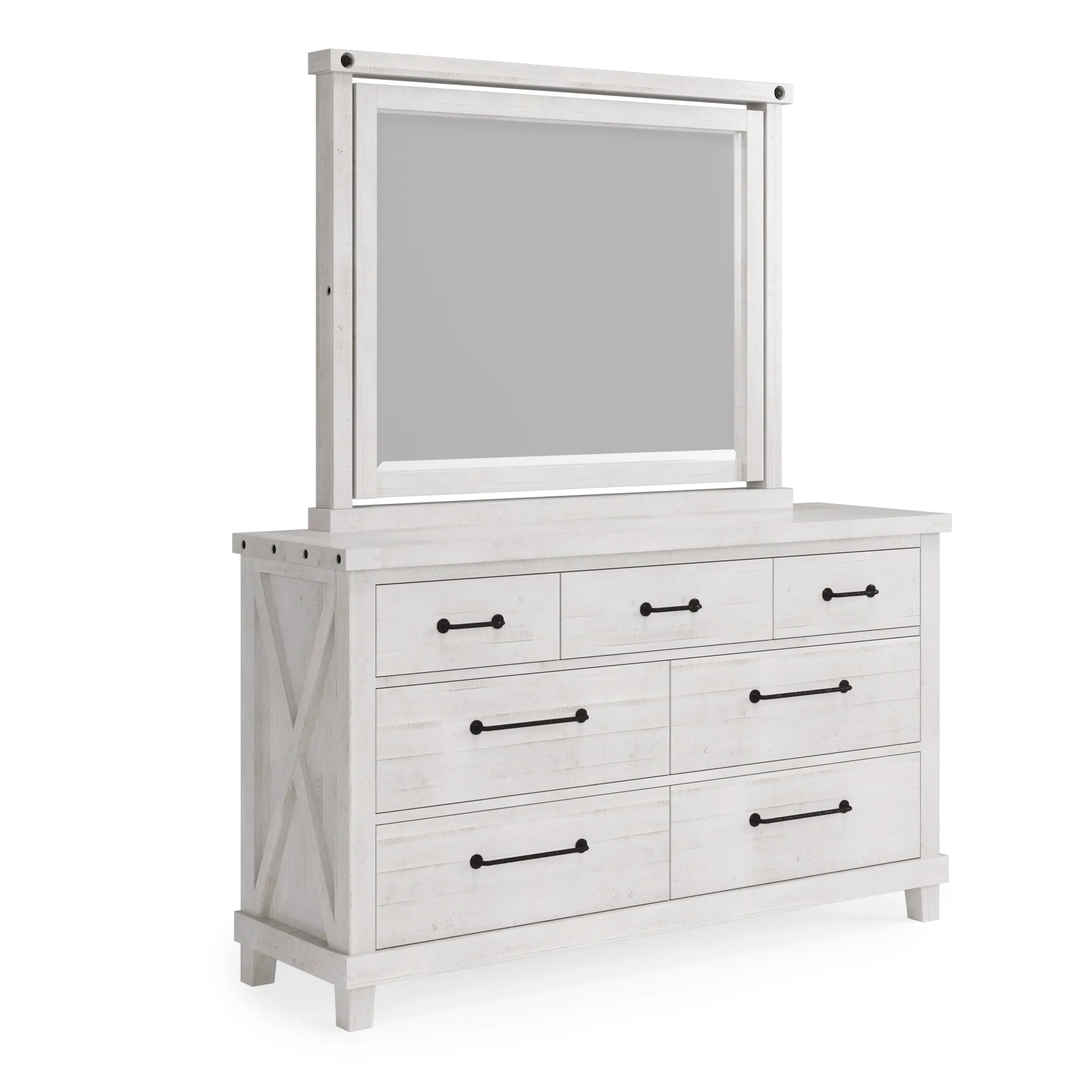 Yosemite Solid Wood Mirror in Rustic White