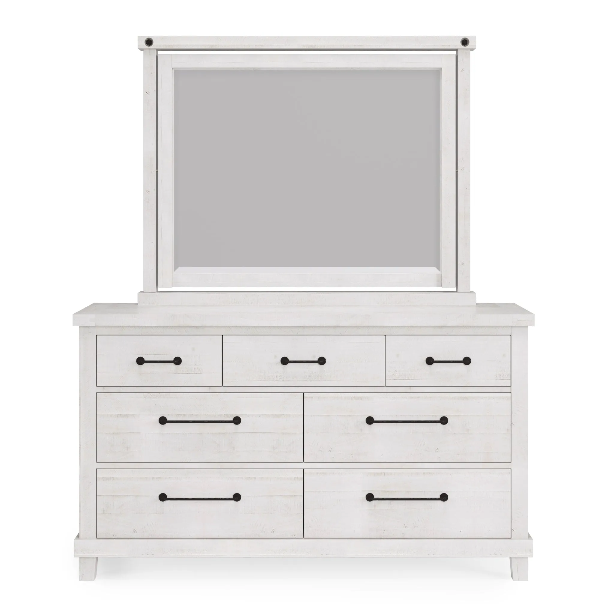 Yosemite Solid Wood Mirror in Rustic White