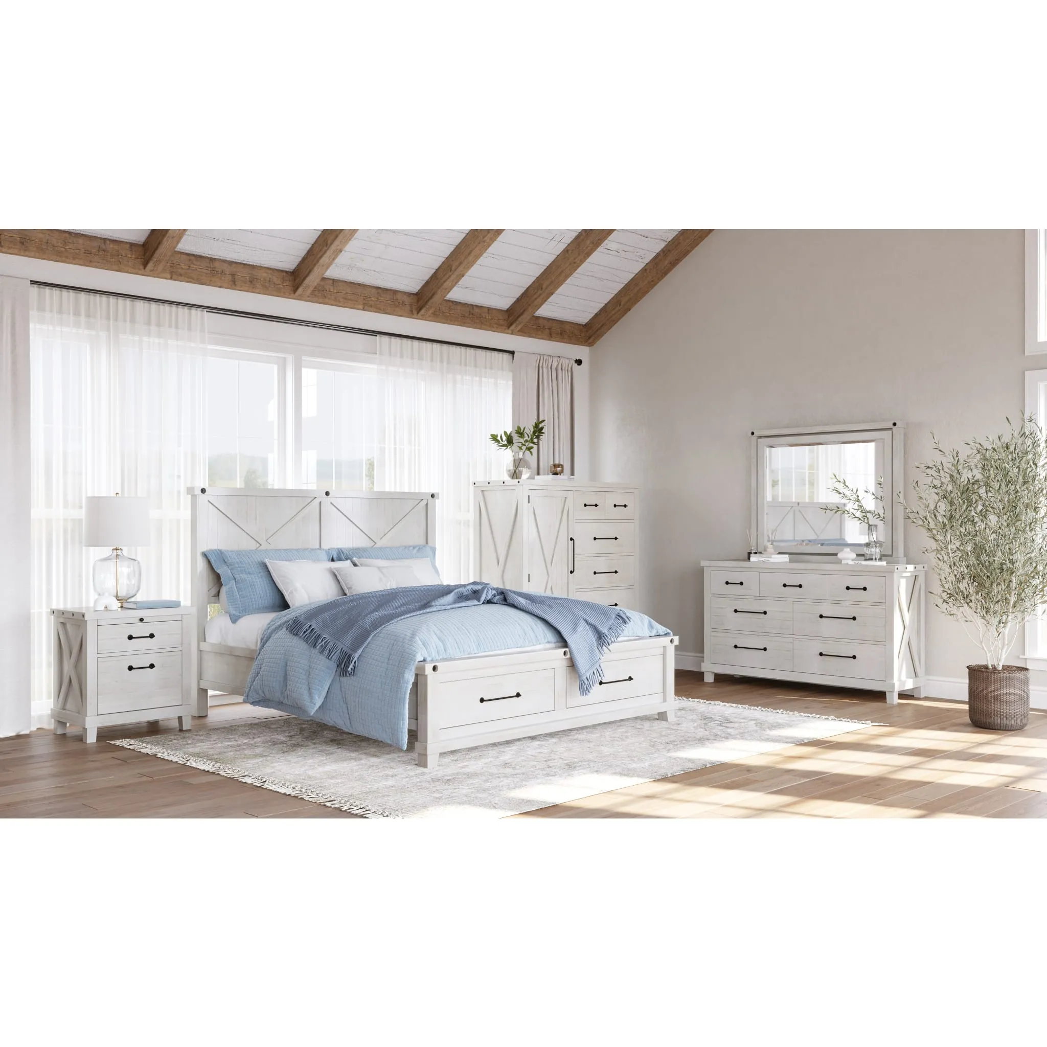 Yosemite Solid Wood Mirror in Rustic White