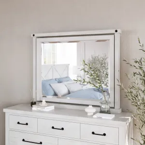 Yosemite Solid Wood Mirror in Rustic White